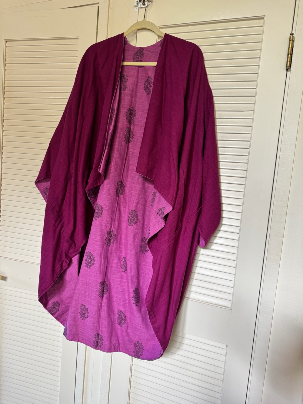 Julahas JIVA Reversible Cotton Kimono Purple Paisley OS